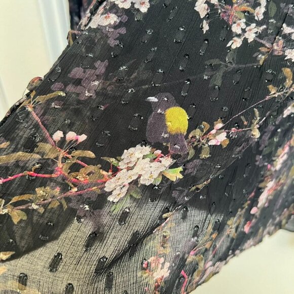 NWOT AllSaints women's Lara chiffon Shirt buttons closure Black Blouse Size 6 - Picture 12 of 14